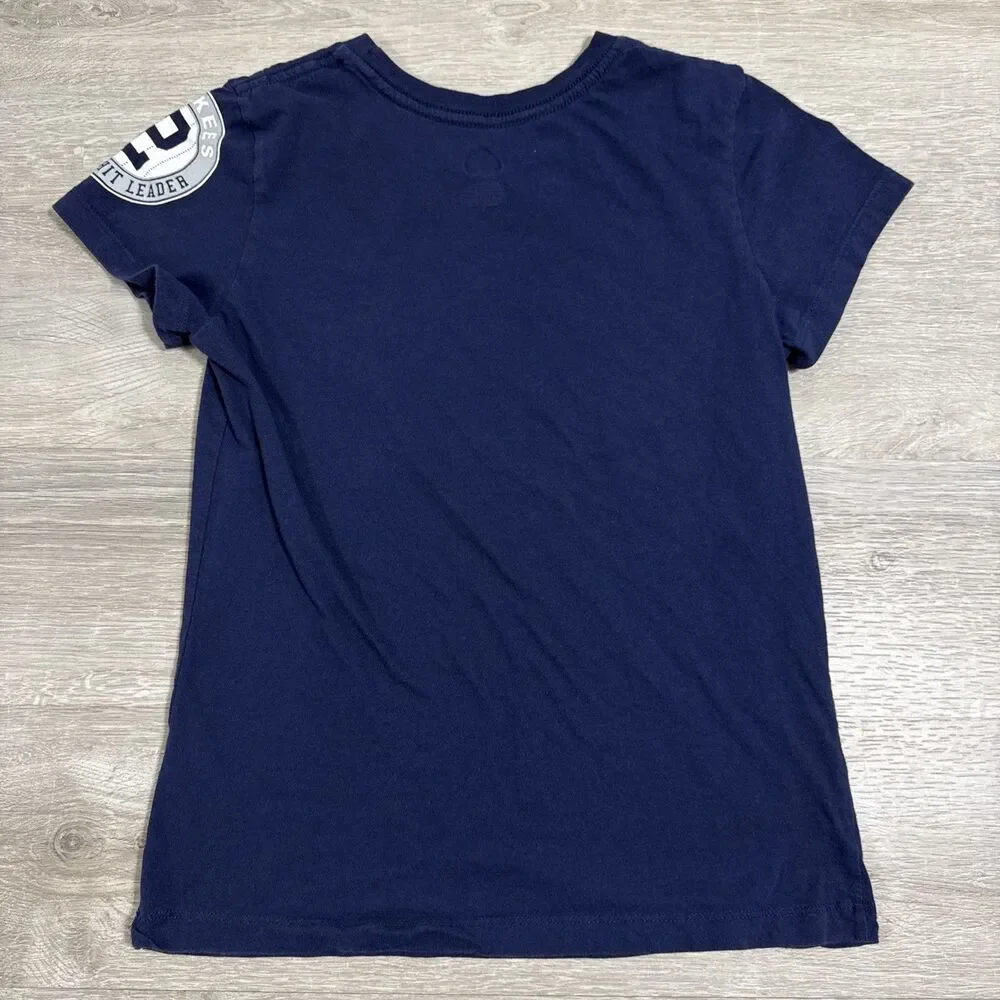 Derek Jeter Shirt New York Yankees Majestic Women's Blue Tee Small Cotton